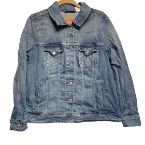 Levi's Denim Trucker Jacket 1X Medium Wash Classic Button Front Cotton Unisex